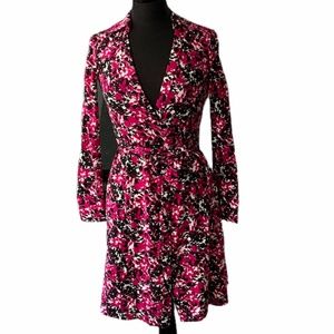 Diane Von Furstenberg "New Jeanne Two" Wrap Dress Floral Cotton Silk DVF